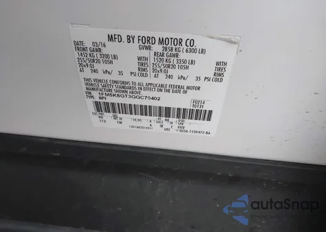 2016 Ford Explorer Sport из США, поврежденный, VIN 1FM5K8GT3GGC70402